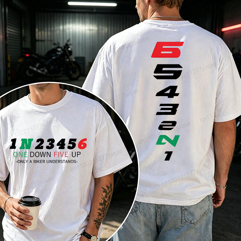 Motorcycle Gear Sleeve - ฮาราจูกุ สตรีทแวร์ 1N23456 เสื้อยืดผู้ชายลายรถมอเตอร์ไซค์ แนวเรโทร ของขวัญวันมอเตอร์ไซค์