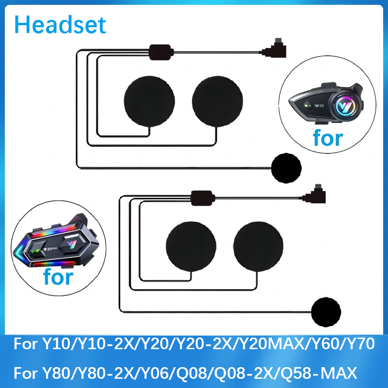Intercom Headset Helmet - ชุดหูฟังเหมาะสําหรับ Y10/Y10-2x/Y20/Y20-2x/Y20max/Y60/Y70/Y80/Y80-2x/Y06/Q08/Q08-2x/Q58max หมวกกันน็อครถจักรยานยนต์ Bluetooth Intercom