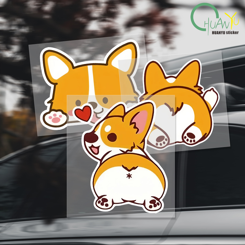 Motorcycle Gear Auto - รถสติกเกอร์รถการ์ตูน Corgi สติกเกอร์รถยนต์ไฟฟ้ารถจักรยานยนต์ Rain Auto สติกเกอร์สําหรับ